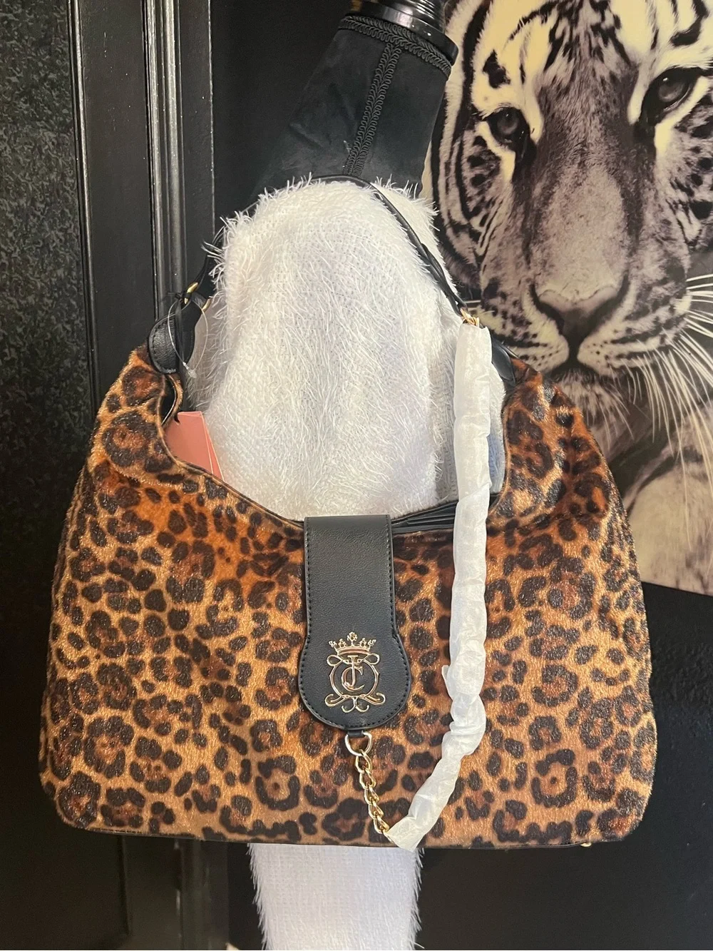Juicy Couture, Leopard “Juicy Royal Crest” Large Hobo/Coho-NWT